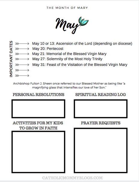 Catholic Monthly Organizer for Planner or Command Cenetr